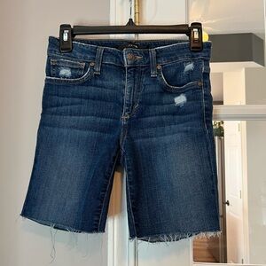Joe's Jeans Dark Blue Jean Shorts size 26, distressed, raw hem EUC